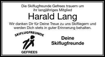 Traueranzeige von Harald Lang von Frankenpost