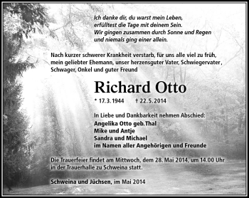 Traueranzeige von Richard Otto von Südthüringer Presse