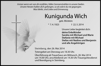 Traueranzeige von Kunigunda Wich von Neue Presse Coburg