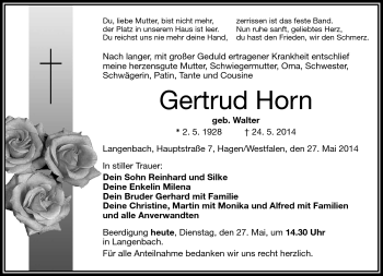 Traueranzeige von Gertrud Horn von Frankenpost