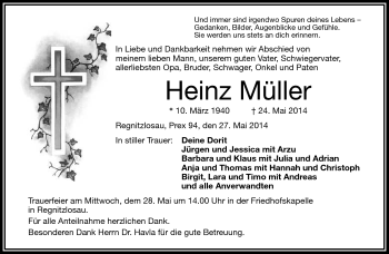 Traueranzeige von Heinz Müller von Frankenpost