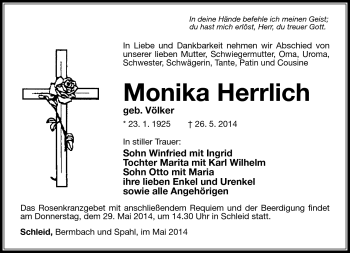 Traueranzeige von Monika Herrlich von Südthüringer Presse