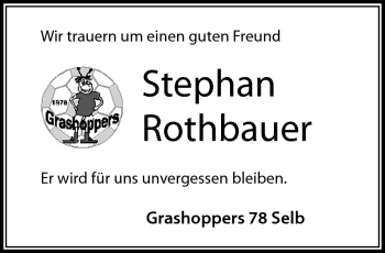 Traueranzeige von Stephan Rothbauer von Frankenpost