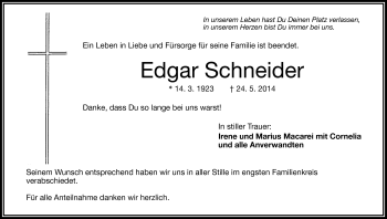 Traueranzeige von Edgar Schneider von Frankenpost
