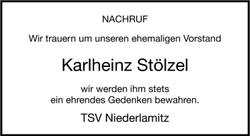 Traueranzeige von Karlheinz Stölzel von Frankenpost
