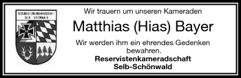 Traueranzeige von Matthias Bayer von Frankenpost