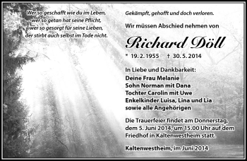 Traueranzeige von Richard Döll von Südthüringer Presse