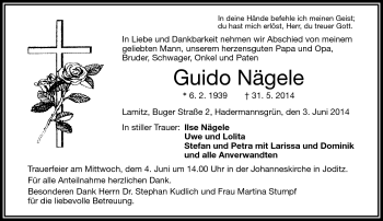Traueranzeige von Guido Nägele von Frankenpost