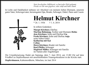 Traueranzeige von Helmut Kirchner von Südthüringer Presse