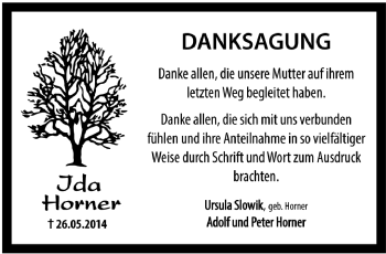 Traueranzeige von Ida Horner von Neue Presse Coburg
