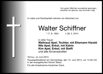 Traueranzeige von Walter Schiffner von Neue Presse Coburg