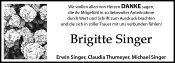 Traueranzeige von Brigitte Singer von Neue Presse Coburg