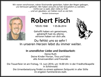 Traueranzeige von Robert Fisch von Frankenpost
