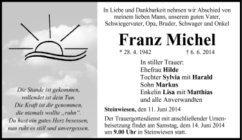 Traueranzeige von Franz Michel von Neue Presse Coburg