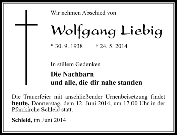 Traueranzeige von Wolfgang Liebig von Südthüringer Presse