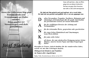Traueranzeige von Josef Fladung von Südthüringer Presse