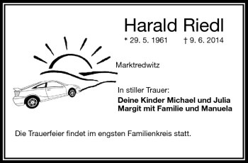 Traueranzeige von Harald Riedl von Frankenpost