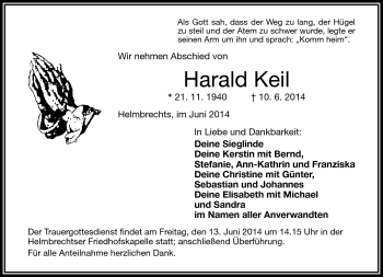 Traueranzeige von Harald Keil von Frankenpost