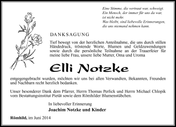 Traueranzeige von Elli Notzke von Südthüringer Presse