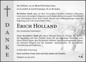 Traueranzeige von Eich Holland von Südthüringer Presse