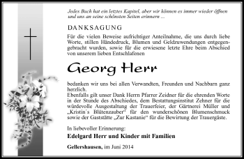 Traueranzeige von Georg Herr von Südthüringer Presse