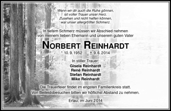 Traueranzeige von Norbert Reinhardt von Südthüringer Presse