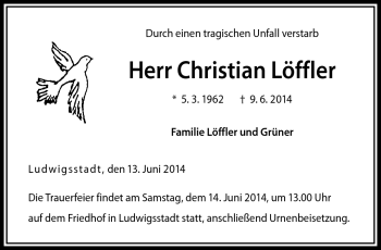 Traueranzeige von Christian Löffler von Neue Presse Coburg