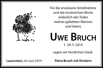 Traueranzeige von Uwe Bruch von Neue Presse Coburg