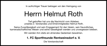 Traueranzeige von Helmut Roth von Neue Presse Coburg