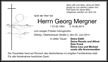 Traueranzeige von Georg Mergner von Frankenpost