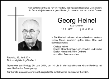 Traueranzeige von Georg Heinel von Neue Presse Coburg