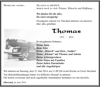 Traueranzeige von Thomas Knauer von Südthüringer Presse