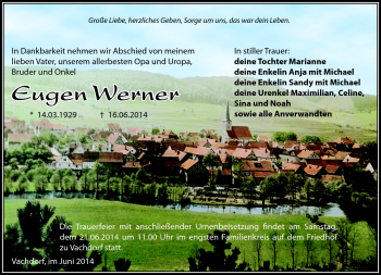 Traueranzeige von Eugen Werner von Südthüringer Presse