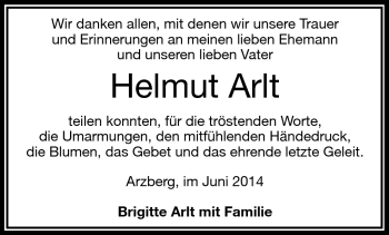 Traueranzeige von Helmut Arlt von Frankenpost