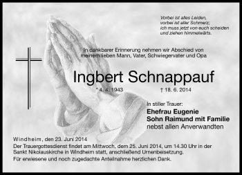 Traueranzeige von Ingbert Schnappauf von Neue Presse Coburg
