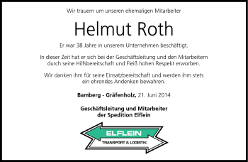 Traueranzeige von Helmut Roth von Neue Presse Coburg