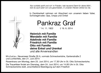 Traueranzeige von Pankraz Graf von Neue Presse Coburg