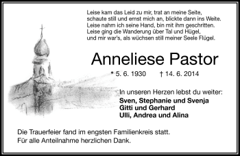 Traueranzeige von Anneliese Pastor von Frankenpost