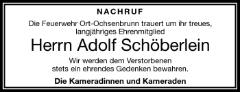 Traueranzeige von Adolf Schöberlein von Frankenpost