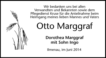 Traueranzeige von Otto Marggraf von Südthüringer Presse