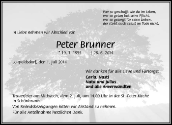 Traueranzeige von Peter Brunner von Frankenpost