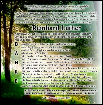 Traueranzeige von Reinhard Luther von Südthüringer Presse
