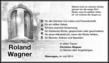 Traueranzeige von Roland Wagner von Südthüringer Presse