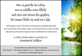 Traueranzeige von Annemarie Rebhan von Neue Presse Coburg