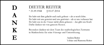 Traueranzeige von Dieter Reiter von Frankenpost