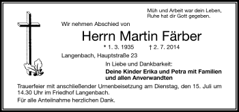 Traueranzeige von Martin Färber von Frankenpost