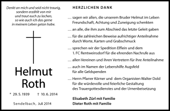 Traueranzeige von Helmut Roth von Neue Presse Coburg