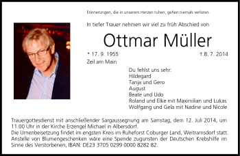 Traueranzeige von Ottmar Müller von Neue Presse Coburg