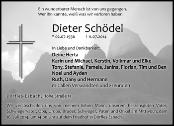 Traueranzeige von Dieter Schödel von Neue Presse Coburg