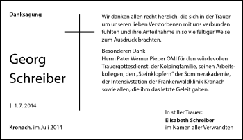Traueranzeige von Georg Schreiber von Neue Presse Coburg